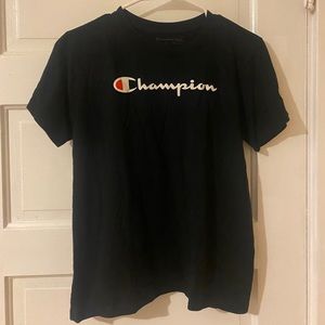 Champion Tshirt black with logo on front nwot